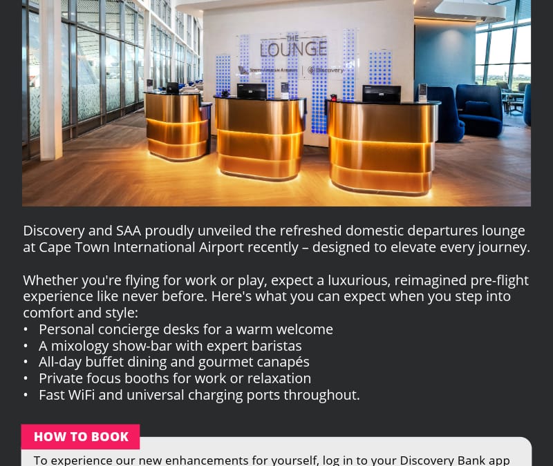 Cape Town takes off in style: SAA and Discovery unveil luxe new airport lounge